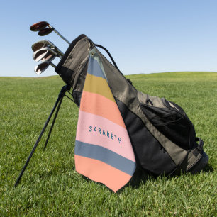 Stylish Modern Stripes Pretty Earthy Personalised Golf Towel