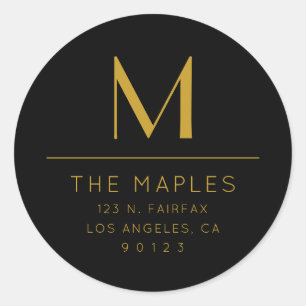 Stylish Modern Surname Monogrammed Return Address Classic Round Sticker