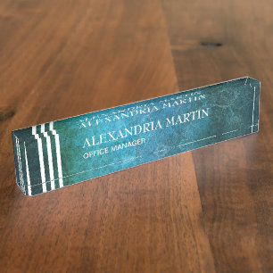 Stylish Modern Teal Desk Name Plate