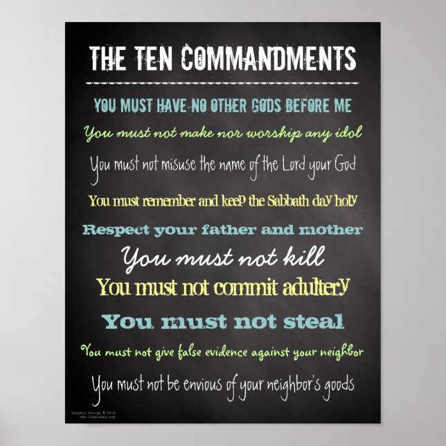 Stylish Modern Ten Commandments Sign (Front)