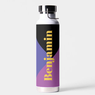Stylish Modern Trendy Black Custom Name Water Bottle