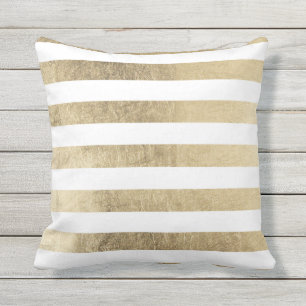 Stylish modern trendy faux gold foil stripes outdoor cushion