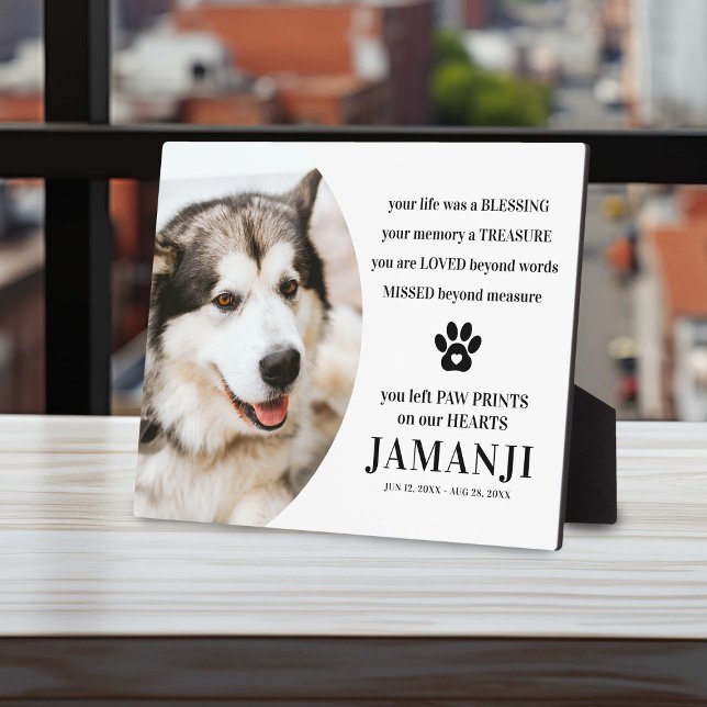 Stylish Modern Tribute Quote Photo Pet Remembrance Plaque (Creator Uploaded)