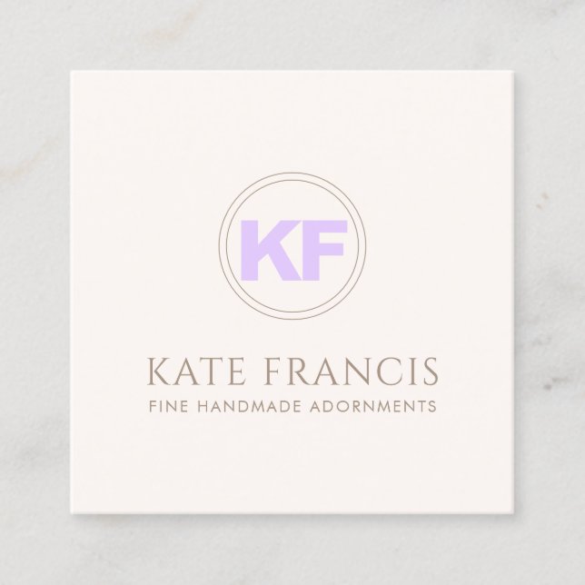 Stylish Modern Two Initial Monogram Square Business Card (Front)