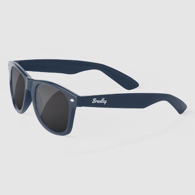 stylish Modern White Personalised Name Custom Sunglasses (Left)