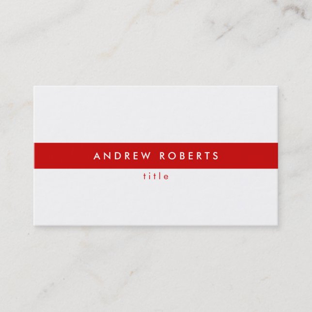 Stylish Modern White Red Clean Business Card (Front)