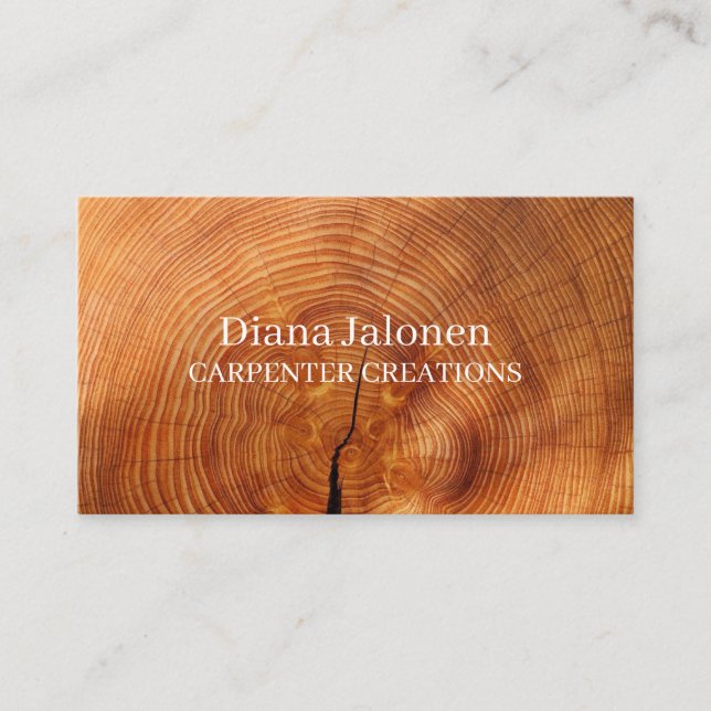 Stylish Modern Wooden Carpentry Construction Busin Business Card (Front)