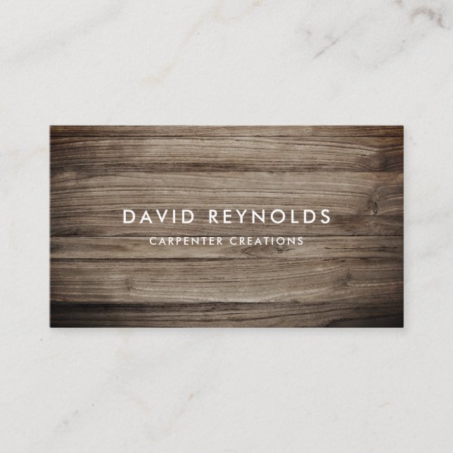 Stylish Modern Wooden Carpentry Construction Busin Business Card (Front)