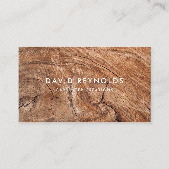 Stylish Modern Wooden Carpentry Construction  Business Card (Front)