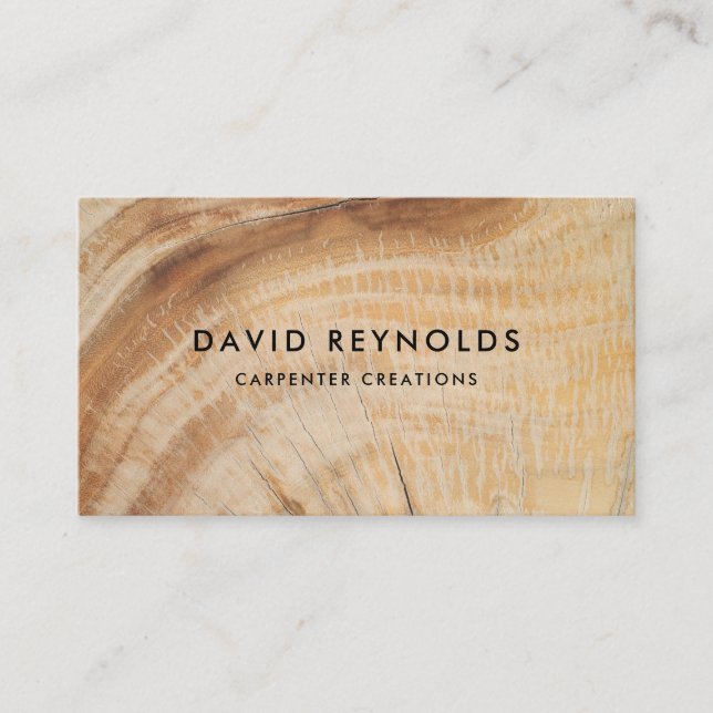 Stylish Modern Wooden Carpentry Construction Business Card (Front)