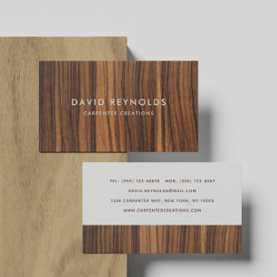 Stylish Modern Wooden Carpentry Construction Business Card