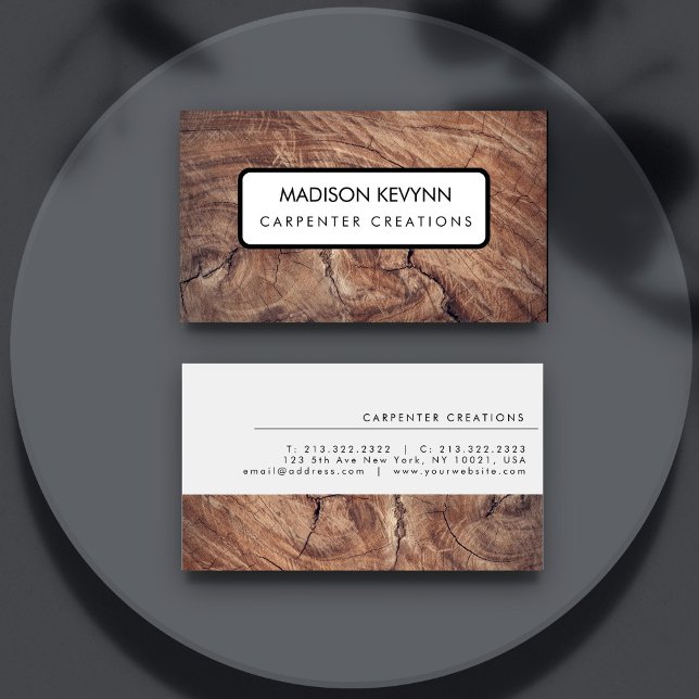 Stylish Modern Wooden Carpentry Construction  Business Card (Creator Uploaded)