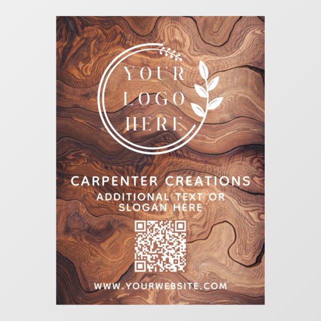 Stylish Modern Wooden Carpentry Logo QR Code (Sheet)