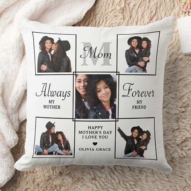 Stylish MOM Personalised Monogram 5 Photo Collage Cushion (Creator Uploaded)