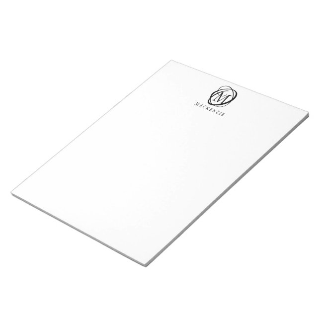 Stylish Mondern Elegant Monogram Name Notepad (Angled)