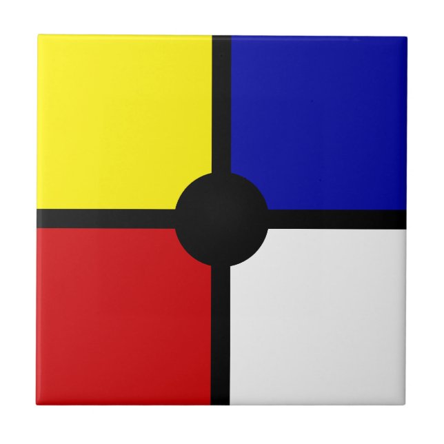 Stylish Mondrian Inspired Art & Basic Colours Ceramic Tile (Front)