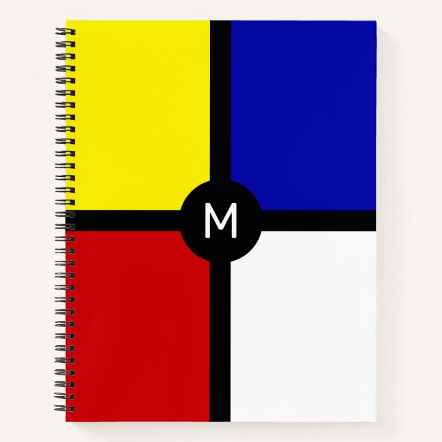 Stylish Mondrian Inspired Art & Basic Colours Notebook (Front)