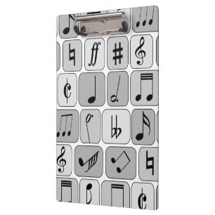 Stylish Monochrome Geometric Music Notes Pattern Clipboard
