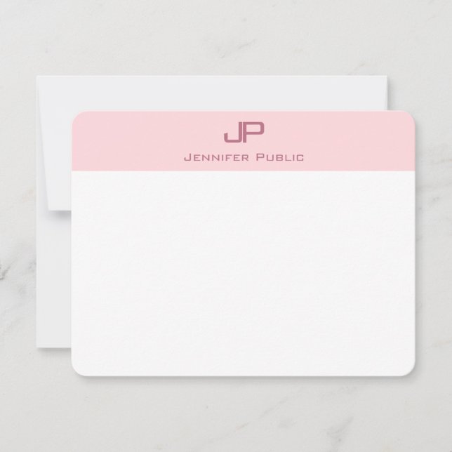 Stylish Monogram Blush Pink Minimalist Template (Front)