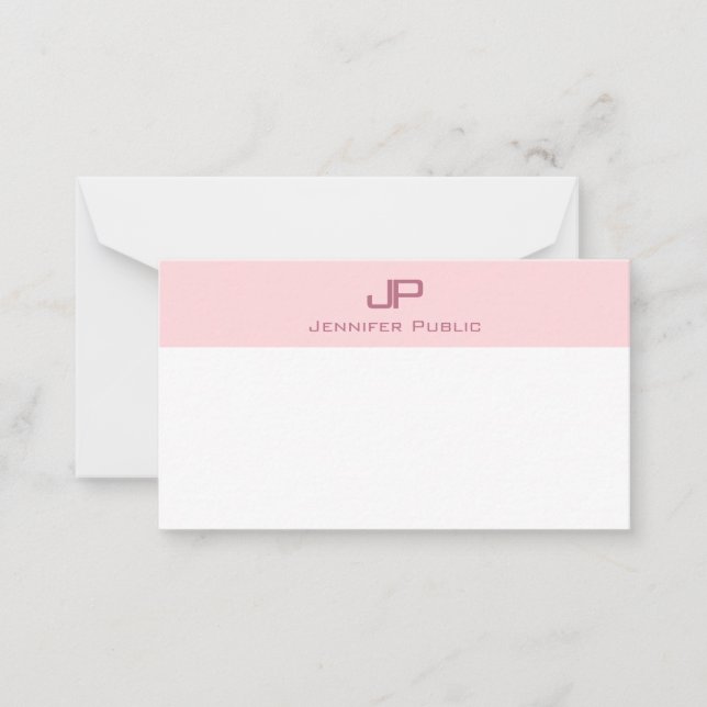 Stylish Monogram Blush Pink Simple Template (Front)