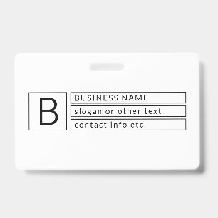Stylish Monogram & Business Name (or other text) ID Badge