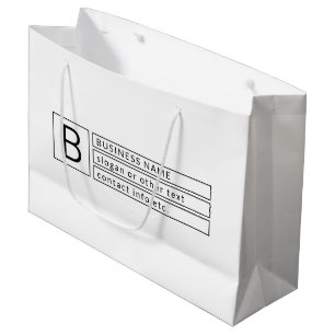 Stylish Monogram & Business Name (or other text) Large Gift Bag