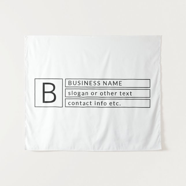 Stylish Monogram & Business Name (or other text) Tapestry (Front (Horizontal))