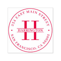 Stylish Monogram Family Name Round Return Address