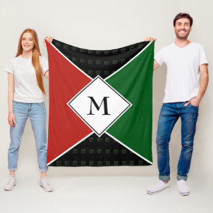 Stylish MONOGRAM Geometric Pan African Colours Fleece Blanket