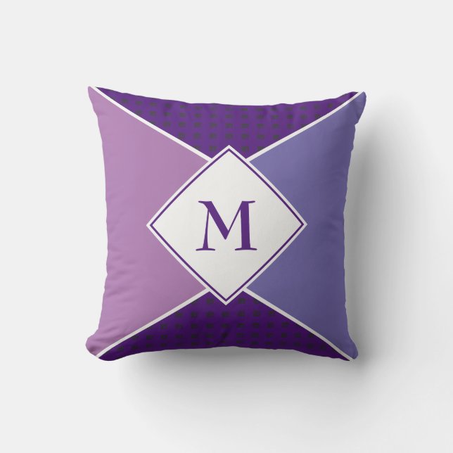 Stylish MONOGRAM Geometric | Purple Mauve Lilac Cushion (Front)
