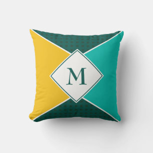 Stylish MONOGRAM Geometric Summer Colours Cushion