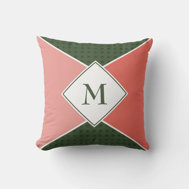 Stylish MONOGRAM Geometric Watermelon Colours Cushion (Front)