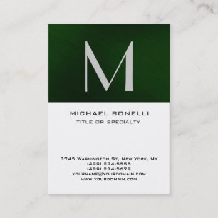 Stylish Monogram Green White Simple Business Card