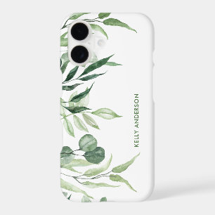 Stylish Monogram Greenery Watercolor floral