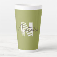 Stylish monogram initial and calligraphy Olive