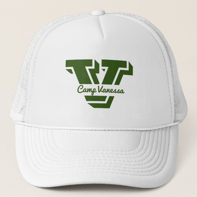 Stylish Monogram Initial Camp Bach Green  Trucker Hat (Front)