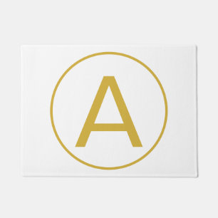 Stylish Monogram Initial Letter Gold Colour White Doormat