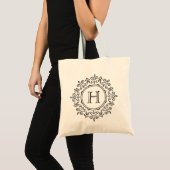 Stylish Monogram Modern Black and White Tote Bag (Front (Product))