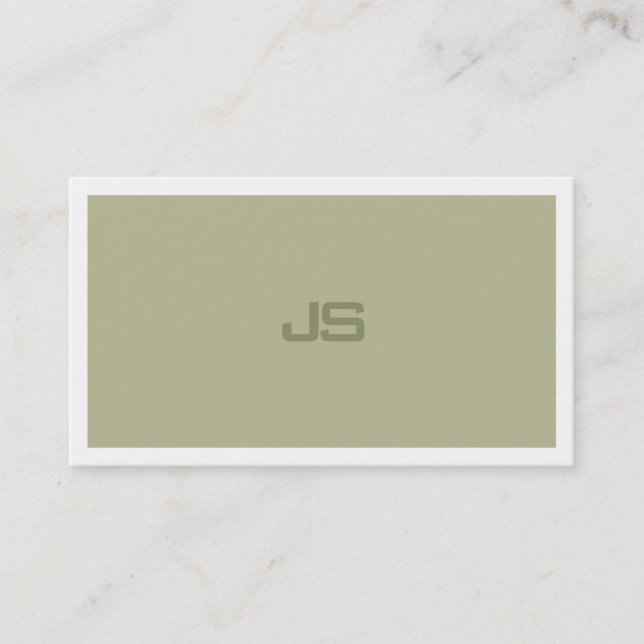 Stylish Monogram Modern Clean Design Trendy Green Business Card (Front)