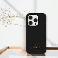 Stylish Monogram Modern Minimalist Black Gold