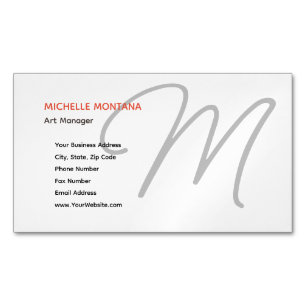 Stylish Monogram Modern Minimalist Plain Magnetic Business Card
