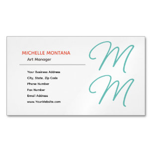 Stylish Monogram Modern Minimalist Plain Magnetic Business Card