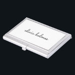 Stylish Monogram | Modern Minimalist White Script Business Card Holder<br><div class="desc">A simple stylish custom monogram design in an informal casual handwritten script typography in striking monochrome black and white. The monogram can easily be personalised to make a design as unique as you are! The perfect trendy bespoke gift or accessory for any occasion.</div>