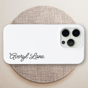Stylish Monogram Modern Minimalist White Script iPhone 15 Pro Case