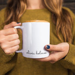 Stylish Monogram | Modern Minimalist White Script Coffee Mug<br><div class="desc">A simple stylish custom monogram design in an informal casual handwritten script typography in striking monochrome black and white. The monogram can easily be personalised to make a design as unique as you are! The perfect trendy bespoke gift or accessory for any occasion.</div>