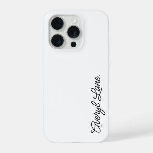 Stylish Monogram Modern Minimalist White Script iPhone 15 Pro Case