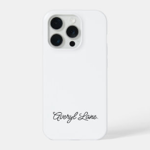 Stylish Monogram Modern Minimalist White Script iPhone 15 Pro Case