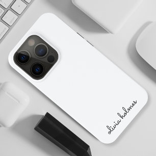 Stylish Monogram Modern Minimalist White Script iPhone 15 Pro Case