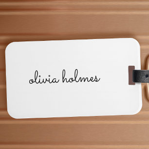 Stylish Monogram   Modern Minimalist White Script Luggage Tag