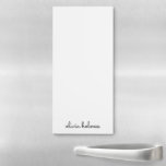 Stylish Monogram | Modern Minimalist White Script Magnetic Notepad<br><div class="desc">A simple stylish custom monogram design in an informal casual handwritten script typography in striking monochrome black and white. The monogram can easily be personalised to make a design as unique as you are! The perfect trendy bespoke gift or accessory for any occasion.</div>